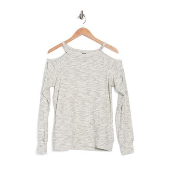 Go Couture Women's Cold Shoulder Knit Sweatshirt in Slate Small MSRP $148 - Picture 3 of 3